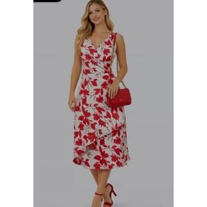 Banana Republic Red Floral Fit & Flare Dress – Size 6